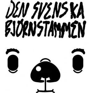 Svartvit omslagsbild bestående av en björns nos, mun och ögon.